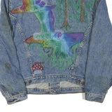 LEVI'S Mens Blue Denim Cotton Blend Jacket M Button Closure Painted Graphics