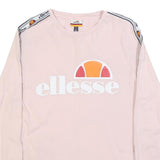 ELLESSE Womens Pink Long Sleeve Crew Neck Logo Print UK 14 Casual Cotton Blend