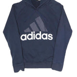 ADIDAS Womens Navy Blue Hoodie XS Cotton Blend Pullover Casual Sportswear