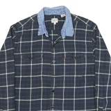 LEVI'S Mens Blue Green Checker Shirt XL Cotton Blend Button Shirt Long Sleeve