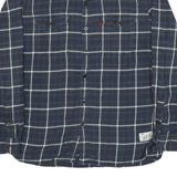 LEVI'S Mens Blue Green Checker Shirt XL Cotton Blend Button Shirt Long Sleeve