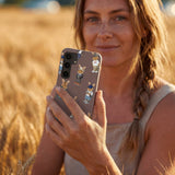 Chocolate Brown Rabbit Friends Samsung Galaxy S25 Case - Lifestyle photo showing phone case in use