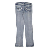 Womens Regular Fit Blue Denim Jeans W32 L32 Embroidered Back Pockets Zip Closure
