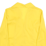 Womens Yellow Plain Shirt Long Sleeve Collared M Button Up Ruched Front