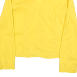 Womens Yellow Plain Shirt Long Sleeve Collared M Button Up Ruched Front