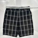 Hurley Checked Chino Shorts - 36W 10L Black Cotton