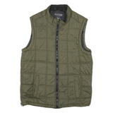 MACHINE Mens Green Quilted Jacket S Polyester Blend Sleeveless Zip Puffer Style