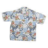 PAUTTANA Mens Blue White Floral Cotton Blend Shirt L Hawaiian Casual