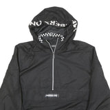 MEMBERS ONLY Mens Black Hooded Zip Jacket L Polyester Blend Plain Lightweight