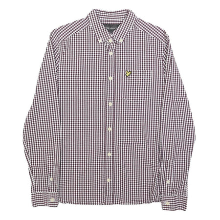 LYLE & SCOTT Mens Red & White Check Shirt M Button-Down Collar Cotton Blend