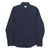 CALVIN KLEIN Mens Navy Blue Shirt L Cotton Long Sleeve Button Casual Formal