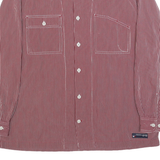TOMMY HILFIGER Mens Red & White Striped Cotton Shirt M Casual Button Down