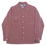 TOMMY HILFIGER Mens Red & White Striped Cotton Shirt M Casual Button Down