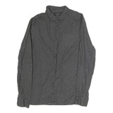 ALL SAINTS Mens Grey & White Printed Cotton Shirt M Casual Button-Up Long Sleeve