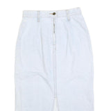 Womens Blue Cotton Straight Knee Length Denim Skirt Size S Zip Closure