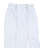 Womens Blue Cotton Straight Knee Length Denim Skirt Size S Zip Closure