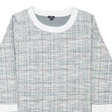 LIVIE Womens Grey & White Printed Top Long Sleeve Crew Neck S Polyester Blend