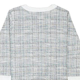 LIVIE Womens Grey & White Printed Top Long Sleeve Crew Neck S Polyester Blend