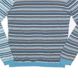 DIESEL Womens Blue Striped Plain V-Neck Basic Knit S Lightweight Jumper