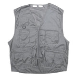 CHALET Mens Grey Utility Jacket L Polyester Blend Plain Multi Pocket Zip