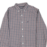 NAUTICA Mens Blue & Red Check Shirt M Long Sleeve Cotton Blend Casual