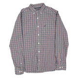 NAUTICA Mens Blue & Red Check Shirt M Long Sleeve Cotton Blend Casual