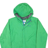 COLUMBIA Boys Green Zip Jacket L Polyester Blend Hooded Outdoor Water Resistant