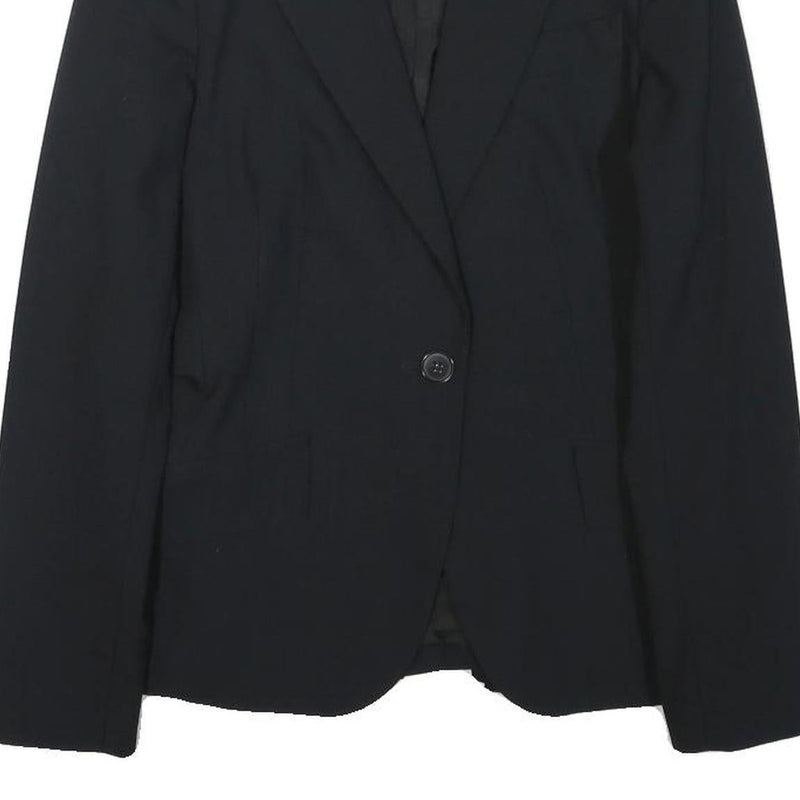 ZARA Womens Black Tailored Jacket S Polyester Blend Plain Button Closure