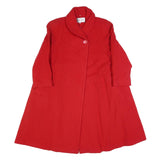 THUNDER BIRD Womens Red Wool Button Jacket S Plain Elegant Stylish