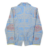 Womens Blue Floral Pattern Button Jacket S Woven Classic Fit
