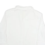 TANJAY Womens White Button Shirt 3/4 Sleeve Collared Top M Polyester