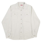 WRANGLER Mens Cream Cotton Shirt L Long Sleeve Button Front Pockets Classic
