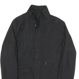 CALVIN KLEIN Mens Black Cotton Blend Zip Jacket M Plain Classic Casual Outerwear