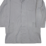 Mens Grey Cotton Classic Jacket L Button Closure Plain Workwear Utility