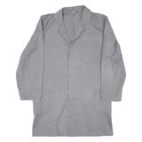 Mens Grey Cotton Classic Jacket L Button Closure Plain Workwear Utility