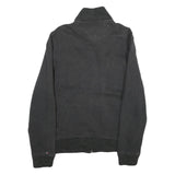 TOMMY HILFIGER Mens Black Cotton Zip Jacket S Ribbed Collar Casual Outerwear