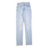 LEVI'S 724 Womens Jeans Light Blue Slim Straight Denim W26 L30 Ripped Distressed