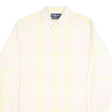 RALPH LAUREN Mens White & Yellow Cotton Check Shirt L Classic Button-Down Collar
