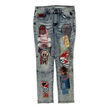 Unbranded Graphic Jeans - 34W 30L Light Wash Cotton