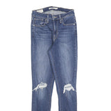 LEVI'S 721 Womens Jeans Blue Slim Skinny Denim Medium W26 L30 Distressed