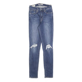 LEVI'S 721 Womens Jeans Blue Slim Skinny Denim Medium W26 L30 Distressed
