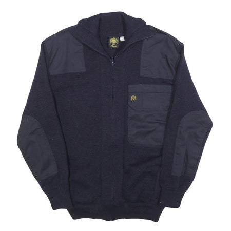 DER KLASSIKER Mens Navy Plain Wool Jumper Full Zip Regular M Classic Style