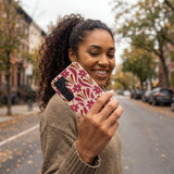 Seashell Flower Stack Samsung Galaxy S25 Case - Lifestyle photo showing phone case in use