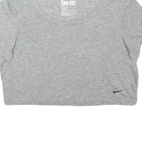 NIKE Womens Grey Scoop Neck Crop T-Shirt S Cotton Blend Casual Athletic