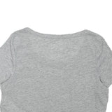 NIKE Womens Grey Scoop Neck Crop T-Shirt S Cotton Blend Casual Athletic