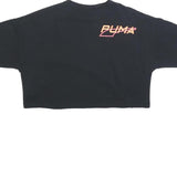 PUMA Womens Black & Orange Graphic T-Shirt L Short Sleeve Crew Neck Crop Top