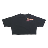 PUMA Womens Black & Orange Graphic T-Shirt L Short Sleeve Crew Neck Crop Top