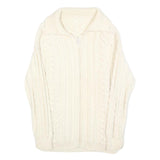Womens Cream Plain Chunky Knit Full Zip Jumper Cable Knit S Zip Cardigan