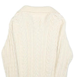 Womens Cream Plain Chunky Knit Full Zip Jumper Cable Knit S Zip Cardigan