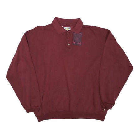 SWITCHER Mens Maroon Polo Collar L Cotton Blend Casual Sweatshirt Pullover